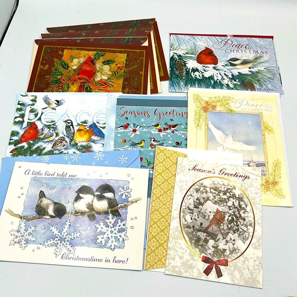 9 Birds Christmas Holiday Season Greeting Cards Card NEW unused - Picture 1 of 4